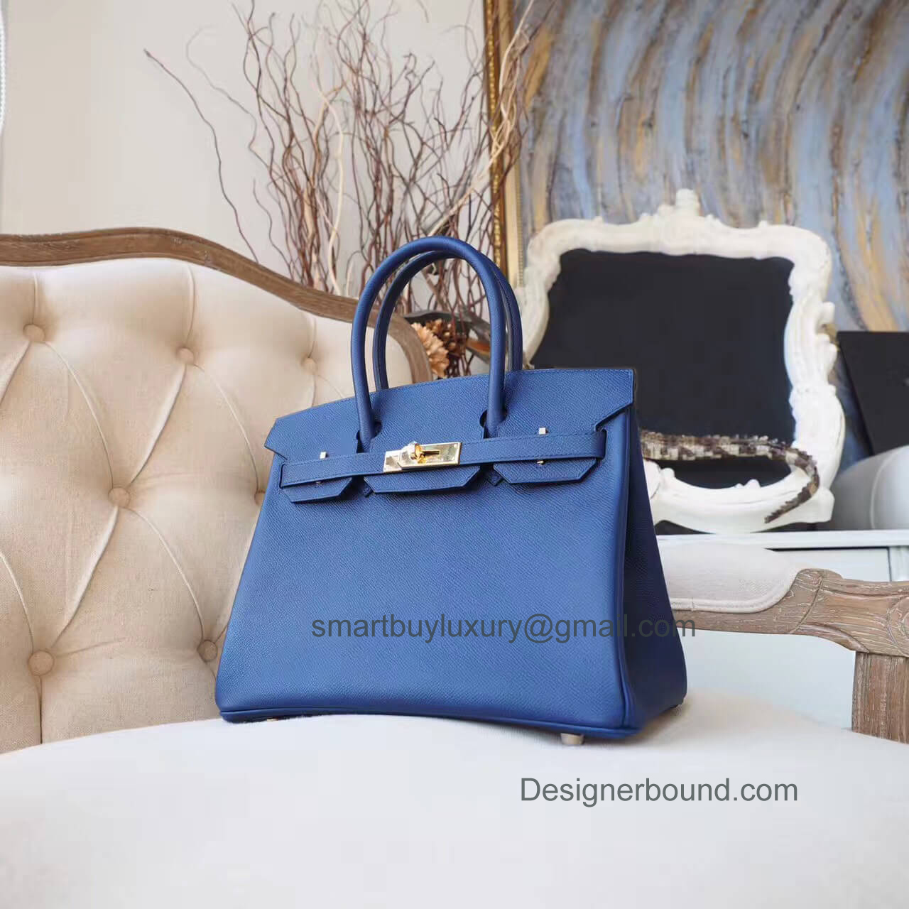 Hermes Birkin 30 Handbag in ck73 Blue Saphir Epsom GHW